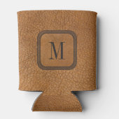 Elegant Rustisch Land Ledermonogram Blikjeskoeler (Achterkant)