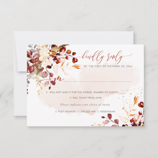 Elegant Rustische Herfst Eucalyptus, Mal RSVP Kaart (Voorkant)