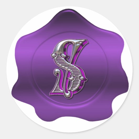 Élégant S Monogram Purple Wax Sticker (Devant)