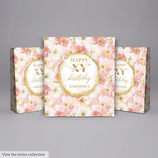 Elégant sac cadeau d'anniversaire de couleur rose 