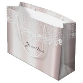 Élégant sac cadeau de dentelle blanche florale (Dos Angle)
