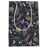 Elégant sac cadeau d'hiver moyen avec Pinecones (Devant)