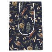 Elégant sac cadeau d'hiver moyen avec Pinecones (Dos)