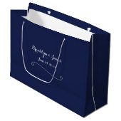 Elégant sac cadeau Mariage bleu marine (Devant Angle)
