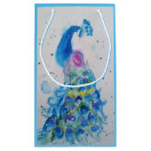 Élégant sac cadeau Peacock bleu Aquarelle oiseau (Dos)