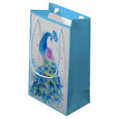 Élégant sac cadeau Peacock bleu Aquarelle oiseau (Dos Angle)