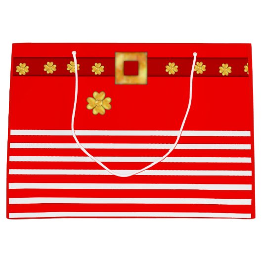 Élégant sac cadeau rayé de Noël (Devant)