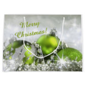 Élégant Sac Cadeau Vert Et Argent Noël (Devant)