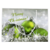 Élégant Sac Cadeau Vert Et Argent Noël (Dos)