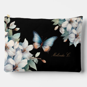 Élégant sac de maquillage à papillon floral