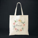 Élégant Sac fourre-tout de femme de chambre rose<br><div class="desc">Cet élégant sac fourre-tout de femme de chambre à la floraison rose est le cadeau mariage idéal pour présenter vos demoiselles d'honneur et votre servante d'honneur à un mariage moderne. Le design se compose de roses roses et de pivoines dessinés à la main avec des feuilles verts et gris, inspirant...</div>