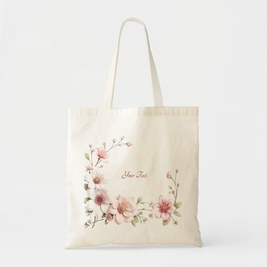 Élégant Sac fourre-tout floral blanc rose (Devant)