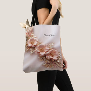 Élégant Sac fourre-tout Floral De Pêche Orange