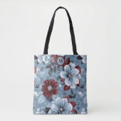 Elégant Sac fourre-tout floral Dusty Blue et Bourg (Devant)