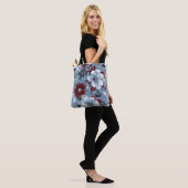 Elégant Sac fourre-tout floral Dusty Blue et Bourg (Sur le modèle)