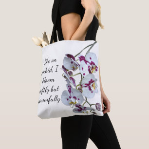 Elégant Sac fourre-tout orchidée et citation