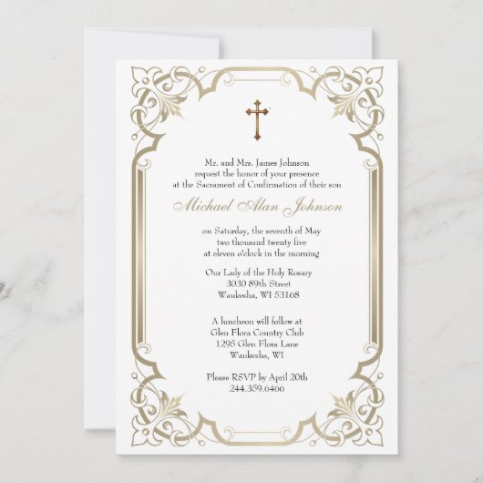 Elegant Sacrament Bevestiging Duif Witte Lelie Kaart (Voorkant)