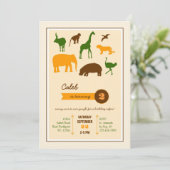 Elegant Safari Animals Birthday Invitation Kaart (Staand voorkant)