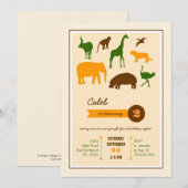 Elegant Safari Animals Birthday Invitation Kaart (Voorkant / Achterkant)