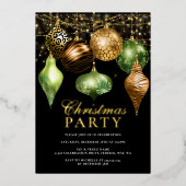 Elegant Safari Gold Ornament-kerstfeest Folie Uitnodiging (Voorkant)