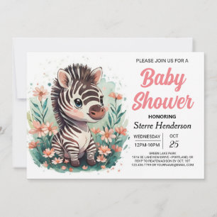 Elegant Safari Roze Zebra Baby shower Kaart