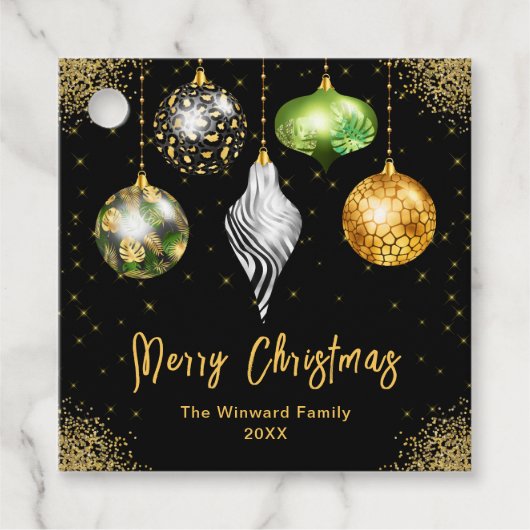 Elegant Safari Theme Ornament Christmas Bedankjes Labels (Voorkant)