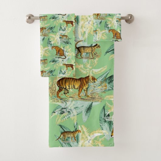 Élégant Safari Tropical Wild Cats Tiger Sage Green (En situation)
