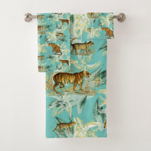 Elégant Safari Tropical Wild Cats Tiger Turquoise 