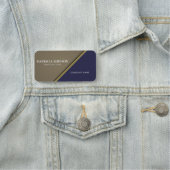 Elegant saffierblauw met bruin en gouden lint naamplaatje (In situ)