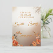 Elegant Saffron Floral Wedding Invitation Set (Debout devant)