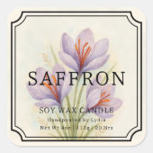 Elegant Saffron Soja Wax Candle Business Label (Voorkant)