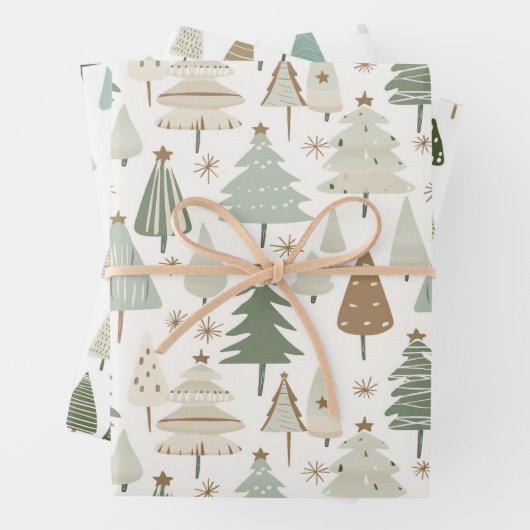 Elegant Saga groen kerstbomen patroon Inpakpapier Vel (In situ)