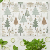 Elegant Saga groen kerstbomen patroon Theedoek (Gevouwen)