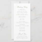 Elégant Sage Chinoiserie Crest Wedding Programme (Dos)