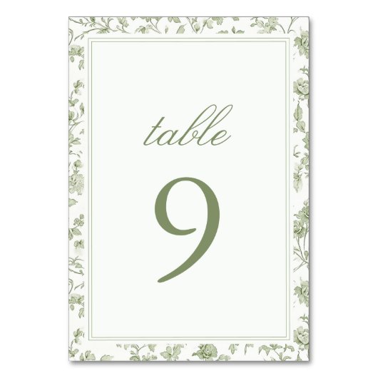 Elegant Sage Chinoiserie Mariage Numéro de table (Par défaut)