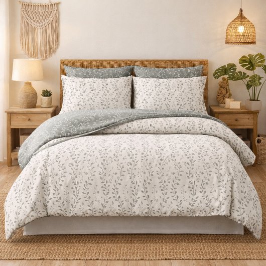 Elegant Sage Cream Minimalist Boho Floral Pattern Kussensloop