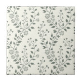 Elegant Sage Cream Minimalist Boho Floral Pattern Tegeltje (Voorkant)