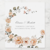 Elégant Sage et Pêche Jardin Mariage Vin Étiquette (Étiquettes simples)