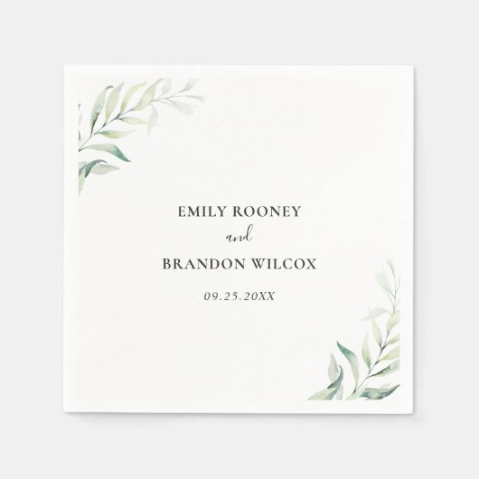 Elegant Sage Eucalyptus Greenery Wedding Servet (Voorkant)