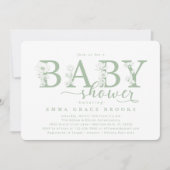 Elegant Sage Floral Baby Shower Typography Kaart (Voorkant)