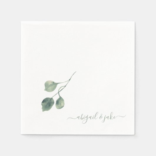 Elegant Sage Foliage Names Wedding Napkins Servet (Voorkant)