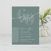 Elegant Sage Gray 60th Birthday Invitation (Debout devant)
