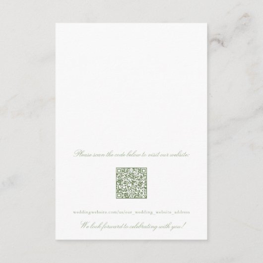 Elegant Sage Green Accommodatie Vervoer QR Informatiekaartje (Achterkant)
