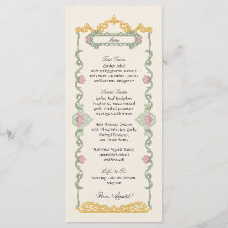 Elegant Sage Green and Gold Art Nouveau Menu