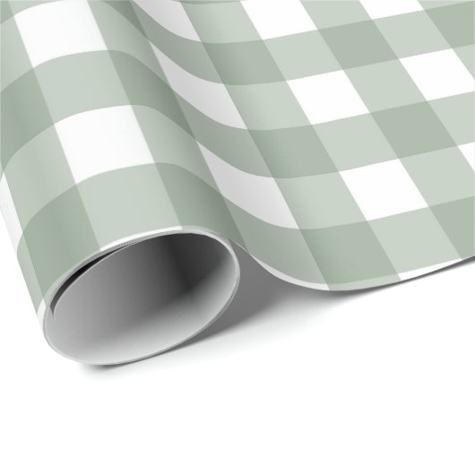 Elegant Sage Green and White Gingham Holiday Cadeaupapier (Rol Hoek)