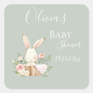 Elegant Sage Green Baby shower Invitation Vierkante Sticker