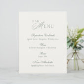Elegant Sage Green Bar Menu Wedding Sign (Debout devant)