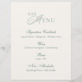 Elegant Sage Green Bar Menu Wedding Sign (Devant)