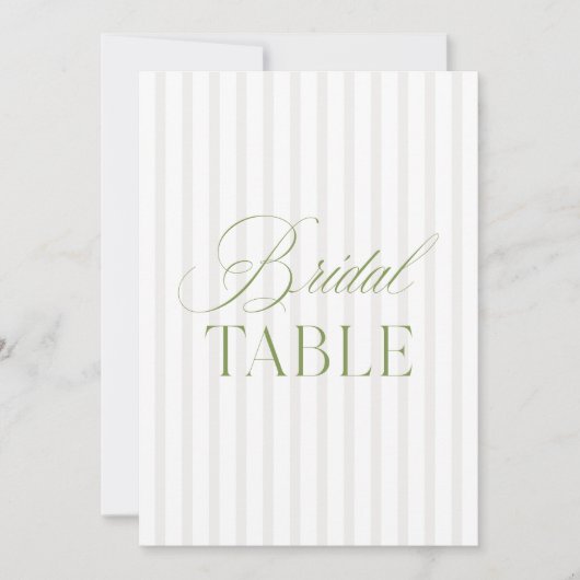Élégant Sage Green & Beige Bridal Numéro de table (Devant)