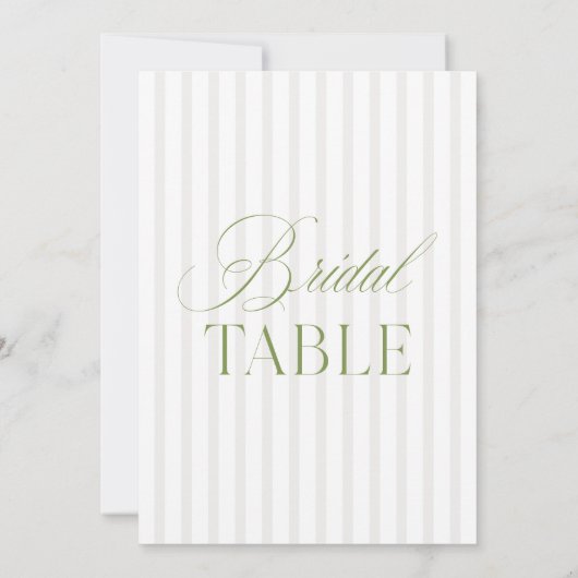 Élégant Sage Green & Beige Bridal Numéro de table (Dos)